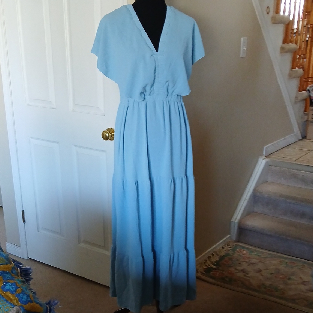Simplee Elegant Blue Maxi Dress
